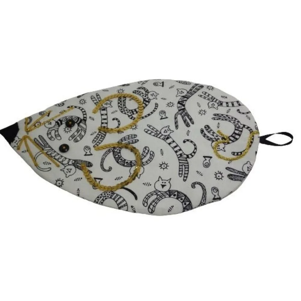 Mouse Shape Hanging Grocery bag holder Fabric Black Stripe Cat Gift Bag